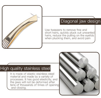 1 бр. Щипка за подстригване на вежди за грим Клещи за вежди Глава на инструмента Лакът Щипка за вежди Щипка за скубане на мигли Инструменти за грим от неръждаема стомана