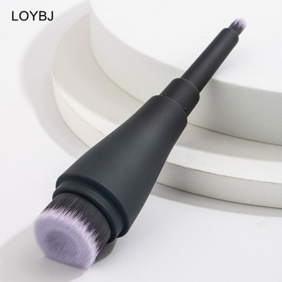 LOYBJ Flat Head Fluted Foundation Brush Powder Liquid Foundation Cream Concealer Brush Козметична четка за грим с двойна глава с капачка