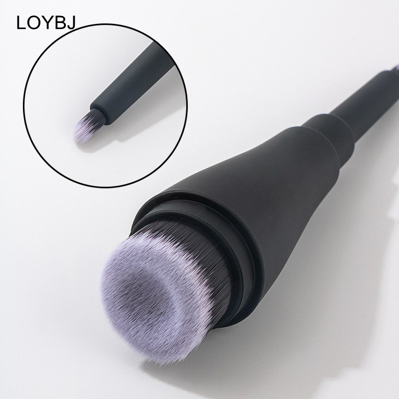 LOYBJ Flat Head Fluted alapozó ecset púder folyékony alapozó krém korrektor ecset Doule Head kozmetikai sminkecset kupakkal