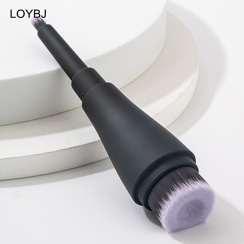 LOYBJ Flat Head Fluted alapozó ecset púder folyékony alapozó krém korrektor ecset Doule Head kozmetikai sminkecset kupakkal