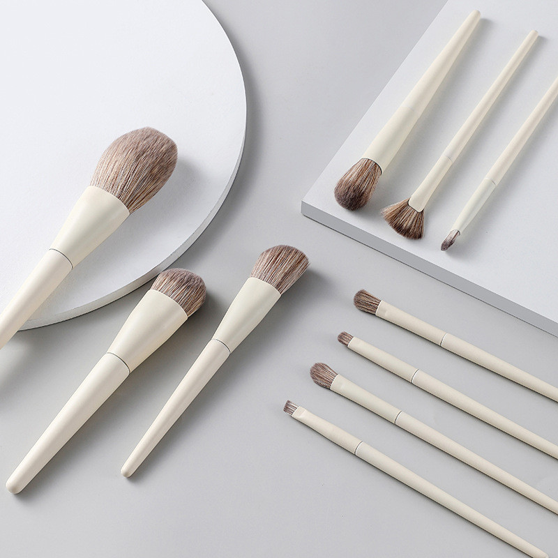 Nou set de pensule de machiaj alb zero, 10 buc, perie puternică de amestecare pentru fond de ten, instrument de machiaj pentru frumusețe