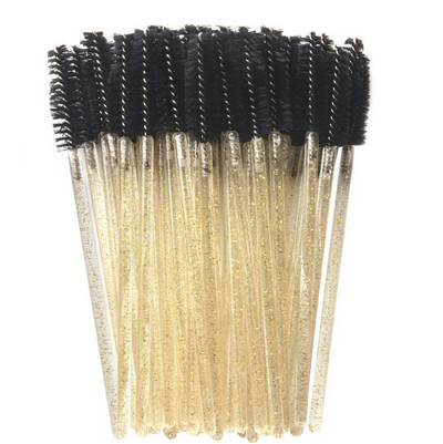 50gab Spīdīgs vienreizējās lietošanas skropstu aplikators Wands Curler Brush Set Skropstu tušas uzacu spolētāji Comb Wands Spoolies Otas