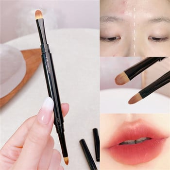 Karsyngirl 1Pcs Φορητό Δικέφαλο Σκιά ματιών Μύτη Highlight Concealer Λεπτομέρειες Blending Brush Lip Makeup Brush Cosmetic Tool