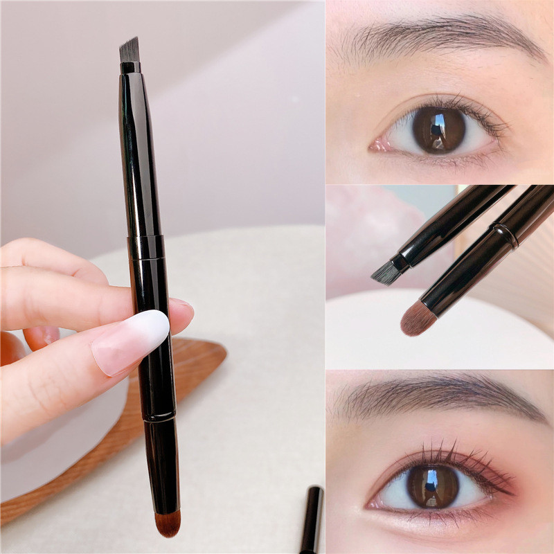 Karsyngirl 1 buc. Fard de pleoape portabil cu două capete, iluminare a nasului, corector de detalii, amestecarea sprâncenelor, buze, perie de machiaj, instrument cosmetic