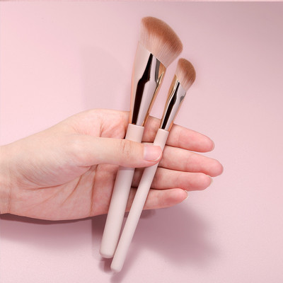 OVW makiažo šepetėliai Liquid Foundation Concealer Blending Blush Brush 2 vnt įstrižos galvos veido kontūro profesionali makiažo priemonė