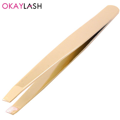 Pensetă de metal pentru sprâncene OKAYLASH Agrafe din aur roz pentru îndepărtarea părului feței Instrument de machiaj Beautfy