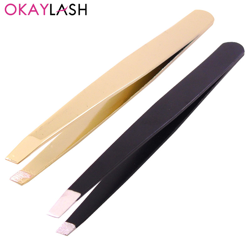 Pensetă de metal pentru sprâncene OKAYLASH Agrafe din aur roz pentru îndepărtarea părului feței Instrument de machiaj Beautfy