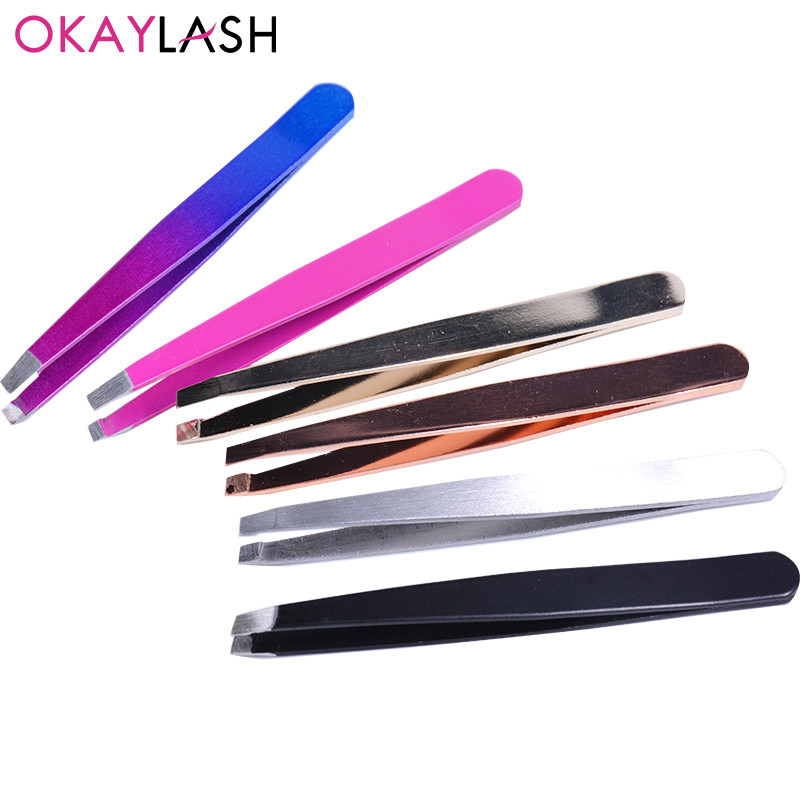 Pensetă de metal pentru sprâncene OKAYLASH Agrafe din aur roz pentru îndepărtarea părului feței Instrument de machiaj Beautfy