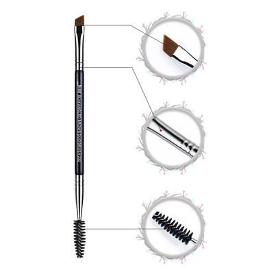 Jessup Perie de machiaj pentru sprâncene Perie pentru gene pentru sprâncene cu două capete Machiaj pentru ochi Cosmetice Instrumente de frumusețe Păr sintetic Mâner din lemn