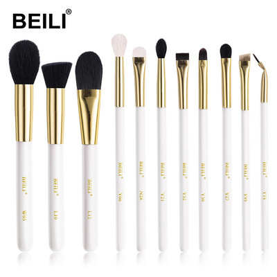 BEILI prabangūs balto aukso ožkų plaukų makiažo šepetėliai profesionalus makiažo šepetėlis, antakių pudra brochas maquillaje