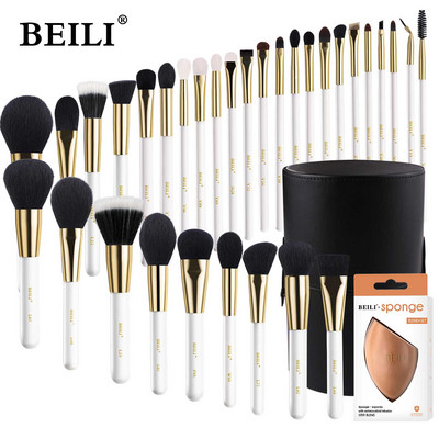 BEILI prabangūs balto aukso ožkų plaukų makiažo šepetėliai profesionalus makiažo šepetėlis, antakių pudra brochas maquillaje