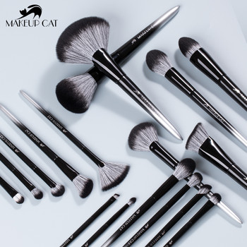 Μακιγιάζ Cat Cosmetic Brush-2022New Black Silver Series-17BASF Hair Soft Brushes-Tool Beauty Tool για αρχάριους και επαγγελματίες-Στιλό μακιγιάζ