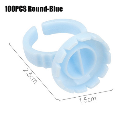 50/100 vnt Didmeninė prekyba vienkartiniais blakstienų klijais ventiliatoriaus puodelio žiedų laikiklio talpykla tatuiruotės pigmento blakstienų priauginimo įrankiai blakstienų reikmenys