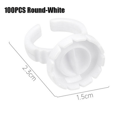 50/100 vnt Didmeninė prekyba vienkartiniais blakstienų klijais ventiliatoriaus puodelio žiedų laikiklio talpykla tatuiruotės pigmento blakstienų priauginimo įrankiai blakstienų reikmenys