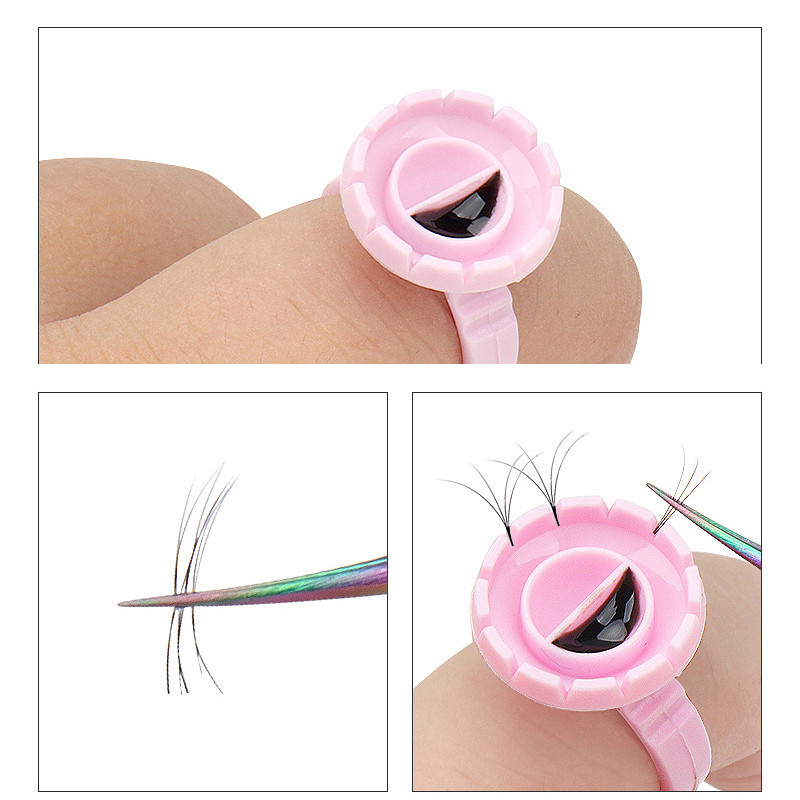 50/100 vnt Didmeninė prekyba vienkartiniais blakstienų klijais ventiliatoriaus puodelio žiedų laikiklio talpykla tatuiruotės pigmento blakstienų priauginimo įrankiai blakstienų reikmenys