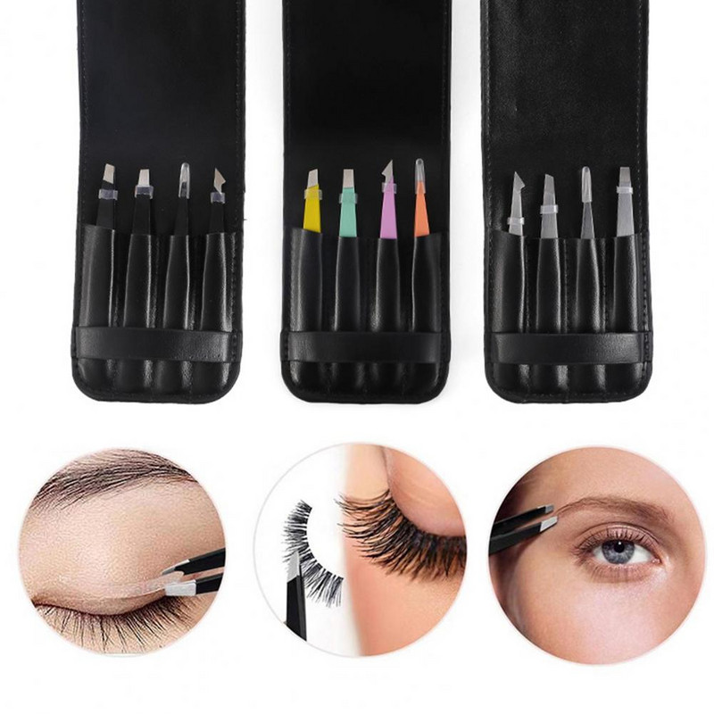 4 vnt. / rinkinys antakių pincetas, tikslus kelių galvučių nerūdijančio plieno blakstienų priauginimo segtukas makiažo grožiui antakių priemonė