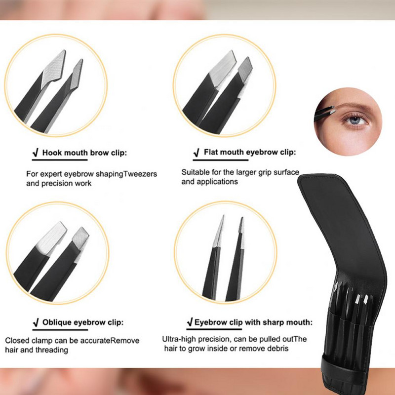 4 vnt. / rinkinys antakių pincetas, tikslus kelių galvučių nerūdijančio plieno blakstienų priauginimo segtukas makiažo grožiui antakių priemonė