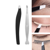Pensetă pentru sprâncene Clip din oțel inoxidabil Vârf înclinat Pinse pentru sprâncene cu vârf plat pentru tunderea sprâncenelor Instrumente pentru îndepărtarea părului feței