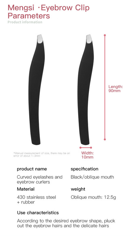 Pensetă pentru sprâncene Clip din oțel inoxidabil Vârf înclinat Pinse pentru sprâncene cu vârf plat pentru tunderea sprâncenelor Instrumente pentru îndepărtarea părului feței