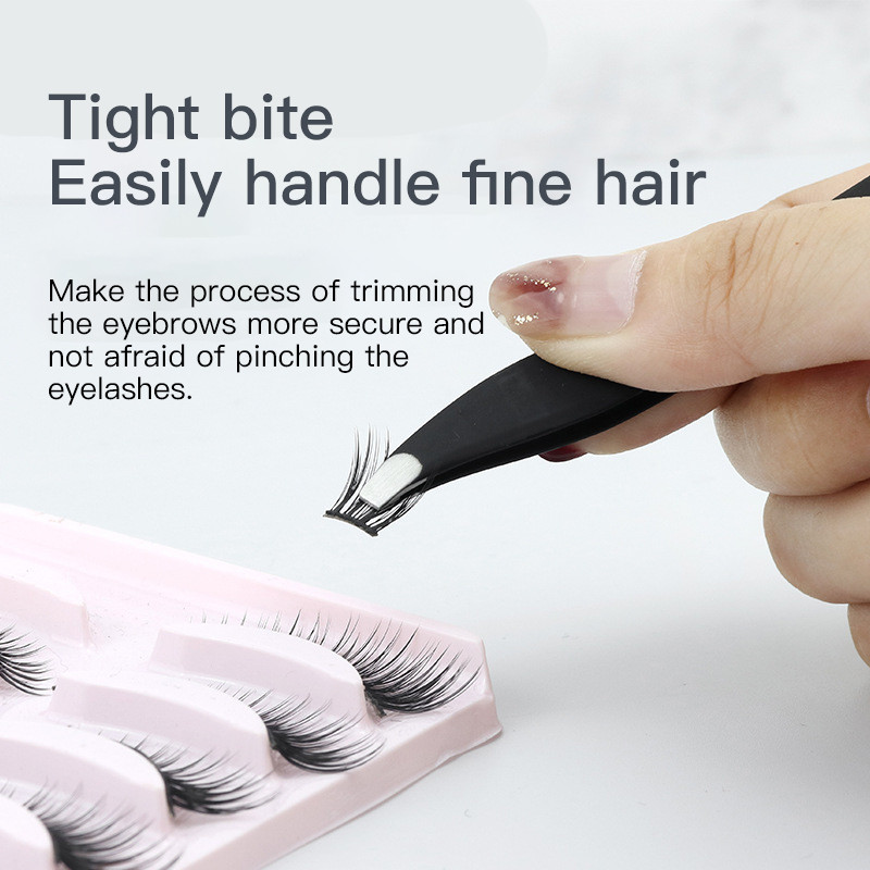Pensetă pentru sprâncene Clip din oțel inoxidabil Vârf înclinat Pinse pentru sprâncene cu vârf plat pentru tunderea sprâncenelor Instrumente pentru îndepărtarea părului feței