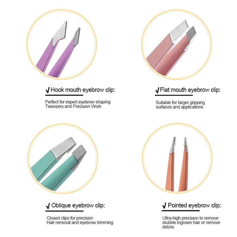 Plokščios/nuožulnios/smailios antakių replės Nerūdijančio plieno nekenksmingas makiažas Blakstienų segtukai Plaukų šalinimo pincetai Žnyplės Antakių pincetai