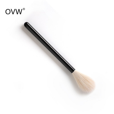 OVW DLH Păr de capră nevopsit, fard de obraz moale, fard de obraz, perie de machiaj, perie de evidențiere, mâner negru, brochas maquillaje profesional