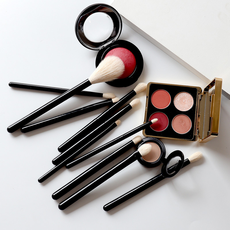 OVW DLH nedažyti ožkos plaukai pūkuoti minkšti skaistalai makiažo šepetėlis Highlight Brush Black Handle brochas maquillaje profesional