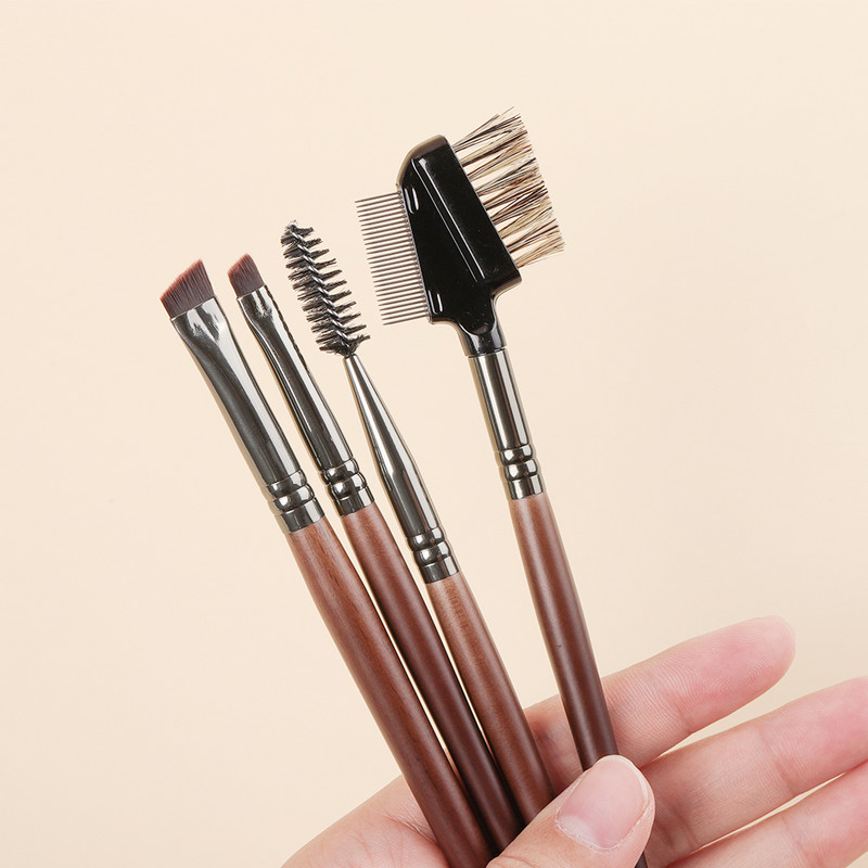 OVW 4PCS szett szögletes szemöldök szemceruza ecset és spirális szemöldök smink ecset fa nyéllel kettős fésűs gyönyörű szem kozmetikai eszközök