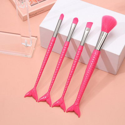 Lucky-Girls costum din patru piese sirenă perie de machiaj fibre colorate păr moale perie pudră liberă instrumente de machiaj pentru frumusețe