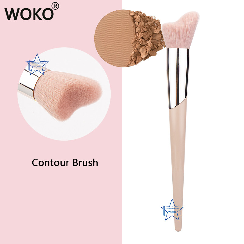 Štetec na kontúrovanie tváre Alien, módny štetec na make-up v štýle Fenty, ružový syntetický vlas, profesionálny štetec na kontúrovanie tváre s uhlovým efektom, púderový štetec na make-up