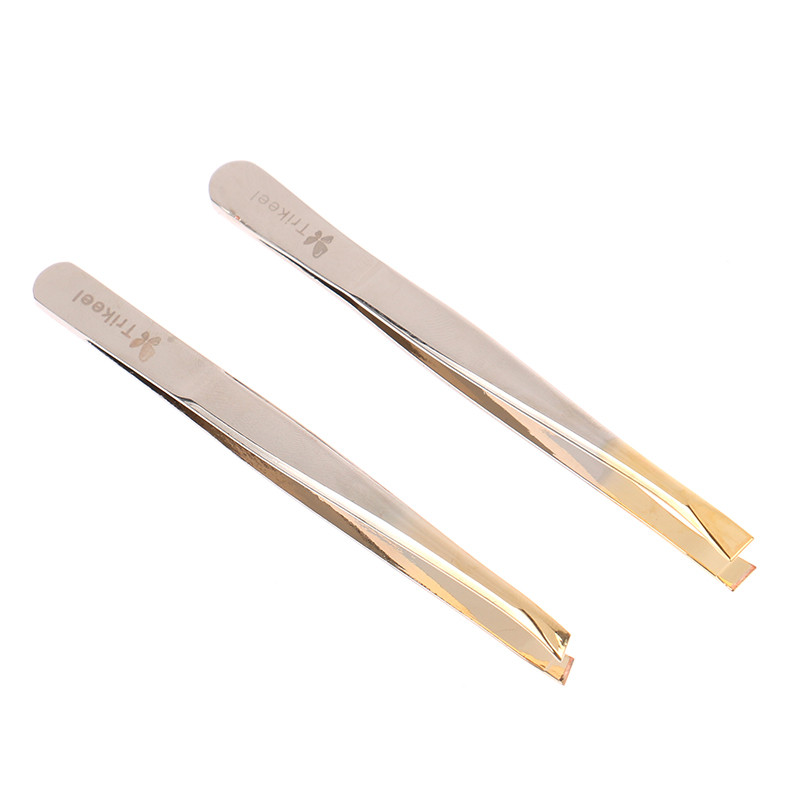 Pensetă multifuncțională din oțel inoxidabil cu vârf plat/înclinat pentru gene false pentru sprâncene.