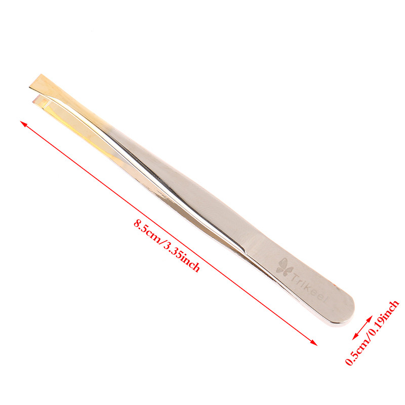 Pensetă multifuncțională din oțel inoxidabil cu vârf plat/înclinat pentru gene false pentru sprâncene.