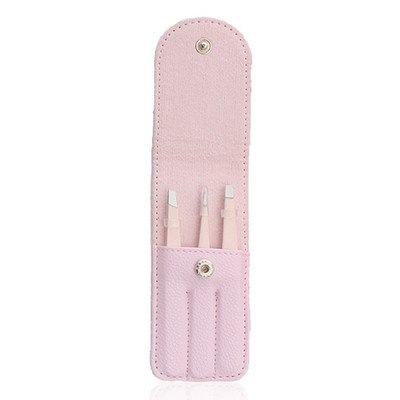 Set de 3 bucăți profesionale din oțel inoxidabil cu vârf înclinat agrafă pentru îndepărtarea genelor pensete pentru sprâncene instrument de frumusețe pentru machiaj cu pungă roșie