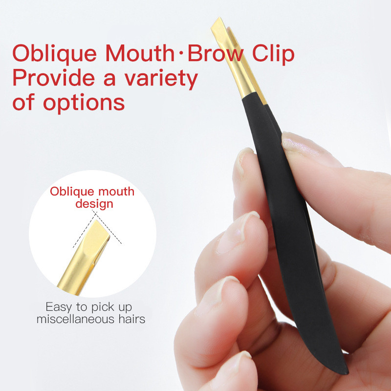 Pensetă pentru sprâncene din oțel inoxidabil, gura oblică, clemă pentru sprâncene, curba genelor, instrumente portabile profesionale de machiaj pentru uz casnic