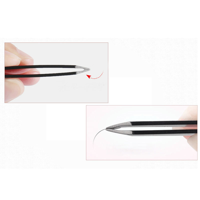 LIZY 2 buc Pensetă pentru sprâncene, din oțel inoxidabil, pentru frumusețea părului, extractor plat ascuțit, clemă pentru sprâncene, pentru îndepărtarea părului, instrumente de machiaj