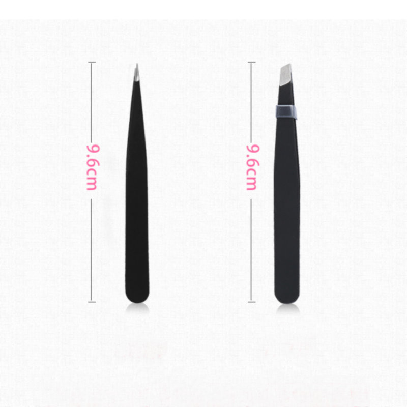 LIZY 2 buc Pensetă pentru sprâncene, din oțel inoxidabil, pentru frumusețea părului, extractor plat ascuțit, clemă pentru sprâncene, pentru îndepărtarea părului, instrumente de machiaj