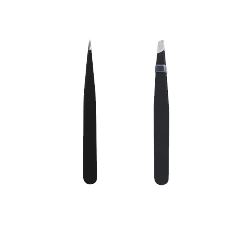 LIZY 2 buc Pensetă pentru sprâncene, din oțel inoxidabil, pentru frumusețea părului, extractor plat ascuțit, clemă pentru sprâncene, pentru îndepărtarea părului, instrumente de machiaj