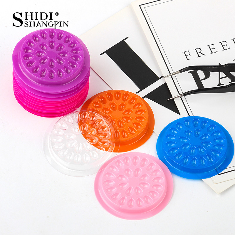 5/100 buc. Suport de lipici pentru gene de unică folosință, autocolant de flori din plastic, palet adeziv pentru extensia genelor adeziv instrumente de machiaj