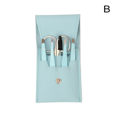 Set de 6 pensete pentru sprâncene cu foarfece curbate pentru gene, barbă, smulgător de față, cleme de extracție, perie pentru ochi, instrumente pentru îndepărtarea părului de păr J1B8