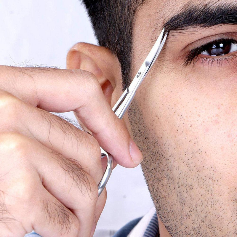 Set de 6 pensete pentru sprâncene cu foarfece curbate pentru gene, barbă, smulgător de față, cleme de extracție, perie pentru ochi, instrumente pentru îndepărtarea părului de păr J1B8