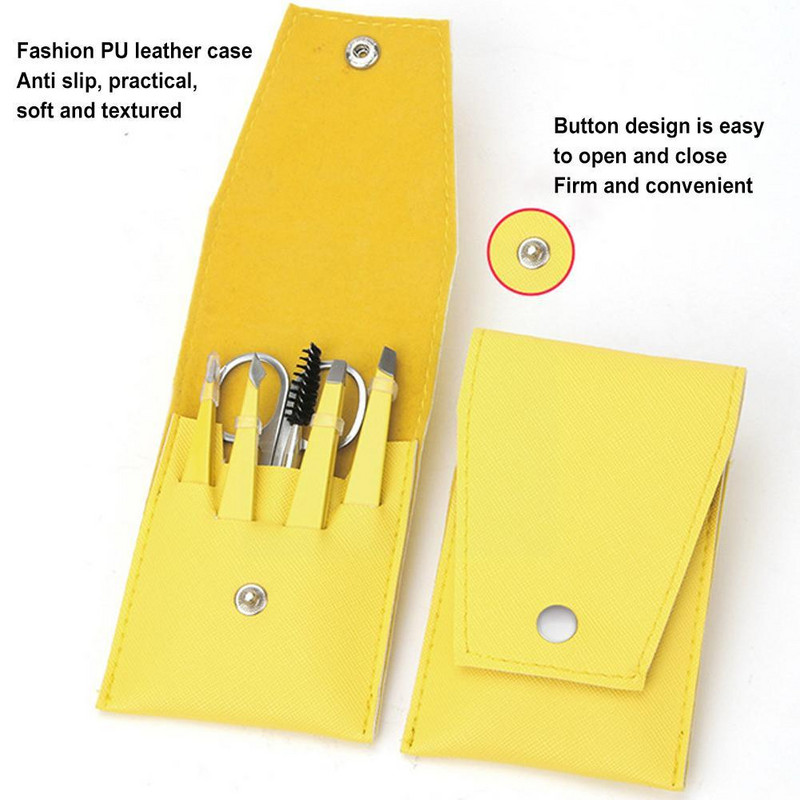 Set de 6 pensete pentru sprâncene cu foarfece curbate pentru gene, barbă, smulgător de față, cleme de extracție, perie pentru ochi, instrumente pentru îndepărtarea părului de păr J1B8