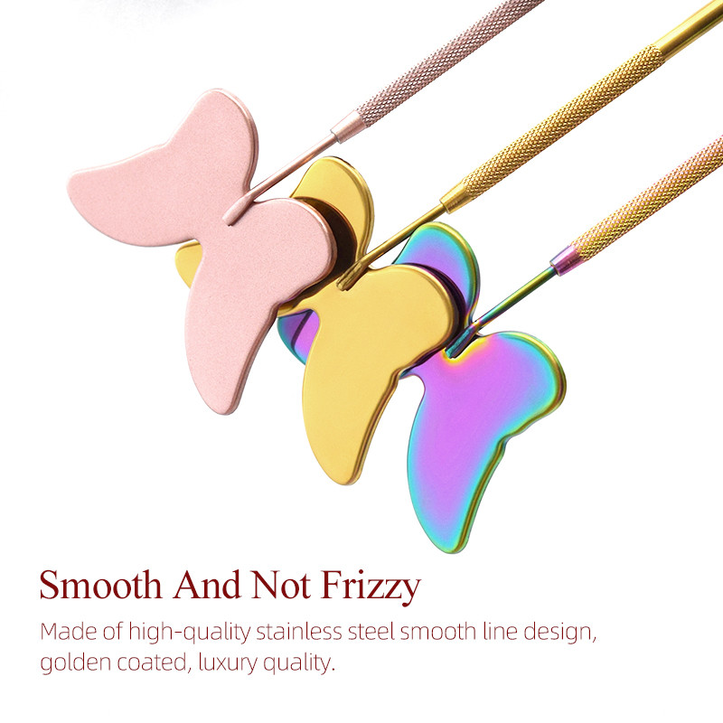 H&L SINCE 1990 Oglindă pentru gene Oglindă drăguță pentru gene cu fluture Oglindă detașabilă pentru machiaj din oțel inoxidabil