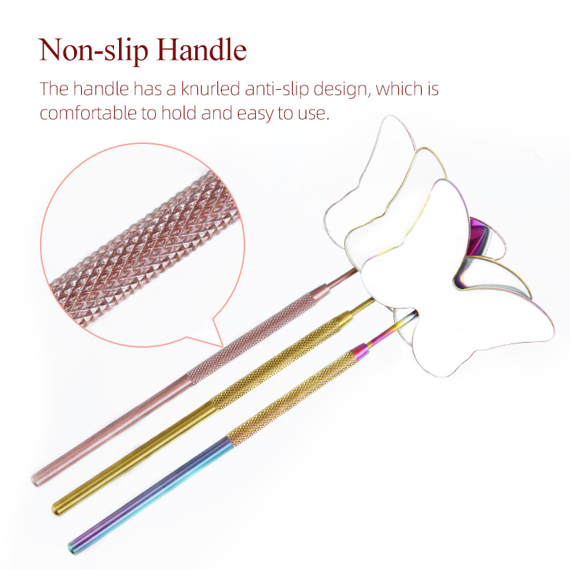 H&L SINCE 1990 Oglindă pentru gene Oglindă drăguță pentru gene cu fluture Oglindă detașabilă pentru machiaj din oțel inoxidabil