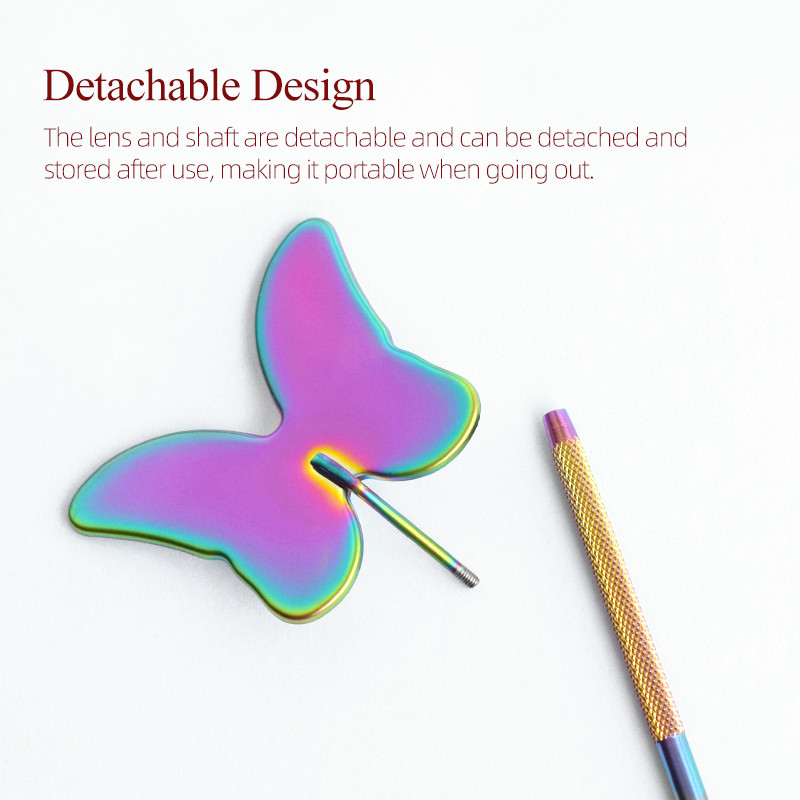 H&L SINCE 1990 Oglindă pentru gene Oglindă drăguță pentru gene cu fluture Oglindă detașabilă pentru machiaj din oțel inoxidabil