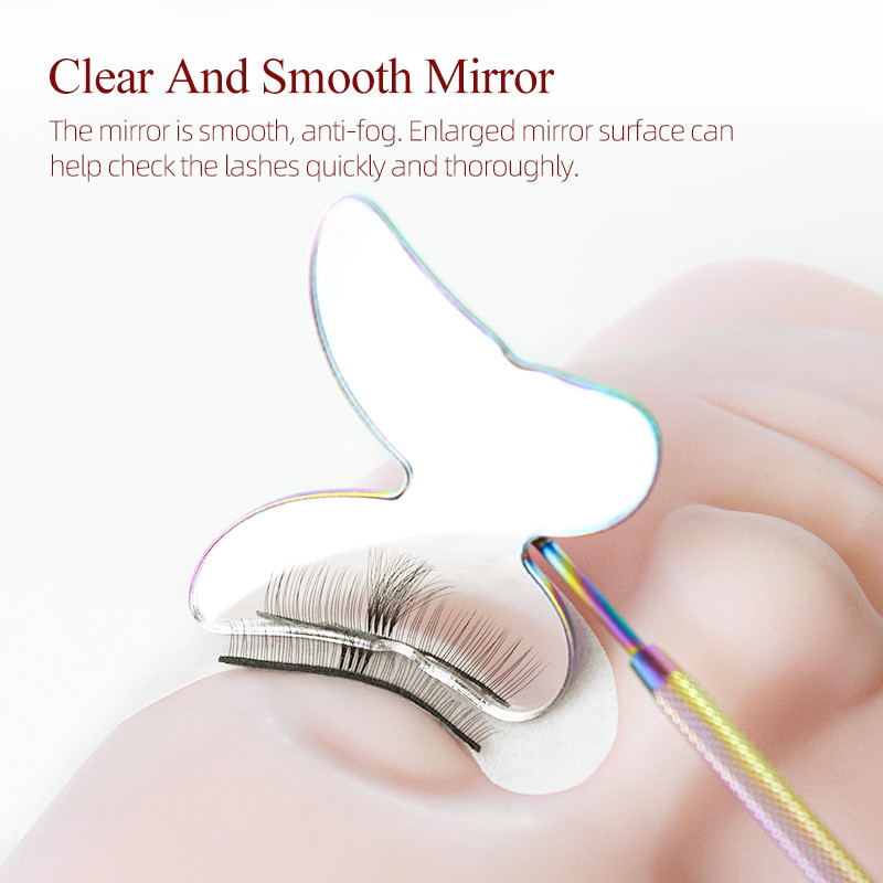 H&L SINCE 1990 Oglindă pentru gene Oglindă drăguță pentru gene cu fluture Oglindă detașabilă pentru machiaj din oțel inoxidabil