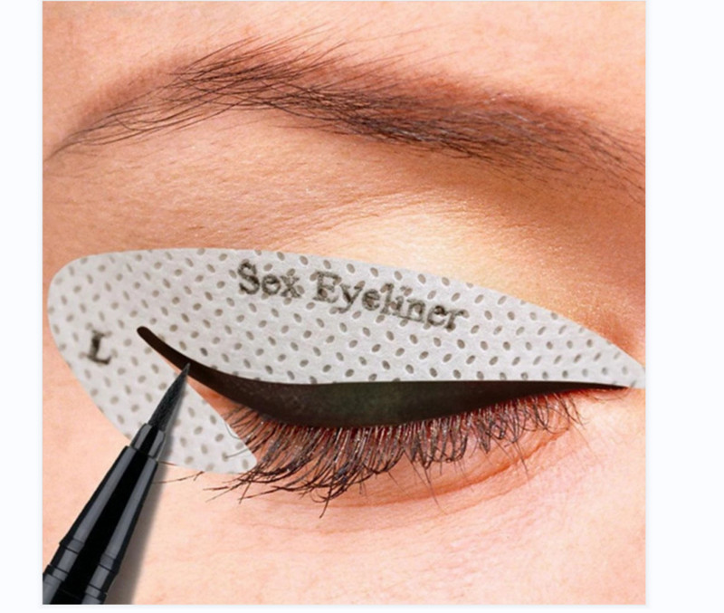 4 листа Шаблони за грим за очи Инструменти за оформяне на шаблон за очна линия Вежди Сенки за очи Шаблон за грим Инструмент за стайлинг Ръководство за рисуване