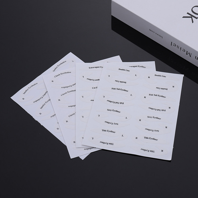 4 листа Шаблони за грим за очи Инструменти за оформяне на шаблон за очна линия Вежди Сенки за очи Шаблон за грим Инструмент за стайлинг Ръководство за рисуване