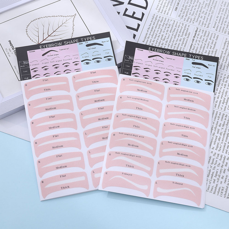 4 lakštai akių makiažo antakių formuotojas „pasidaryk pats“ 24 stilių rinkinys antakių apibrėžimo priemonė Antakių antspaudo kortelė trafareto formavimo makiažo priemonė Neaustinė akių dėklas