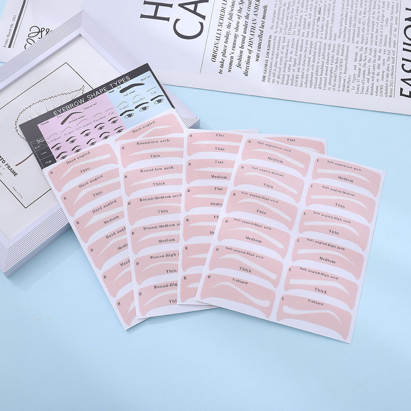 4 lakštai akių makiažo antakių formuotojas „pasidaryk pats“ 24 stilių rinkinys antakių apibrėžimo priemonė Antakių antspaudo kortelė trafareto formavimo makiažo priemonė Neaustinė akių dėklas