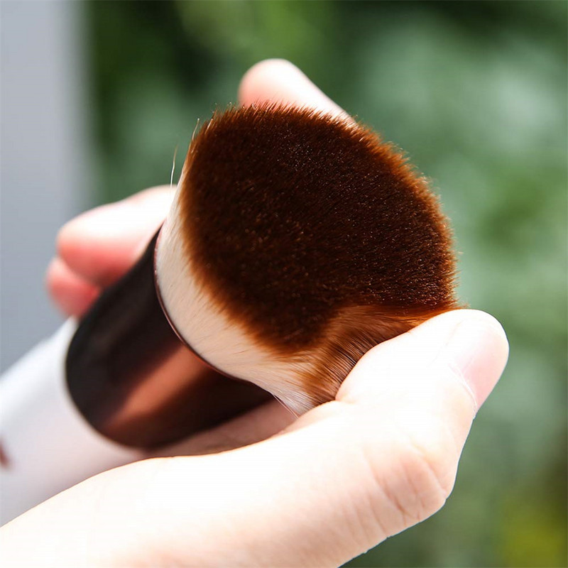 DUcare Professional Flat Top Kabuki Foundation Brush Păr sintetic amestec lichid Pudră minerală Instrumente de machiaj Rose Gold/Alb